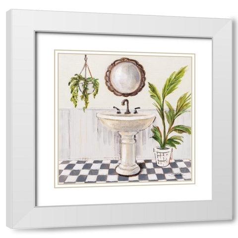 Gray Cottage Bathroom II White Modern Wood Framed Art Print with Double Matting by Vassileva, Silvia