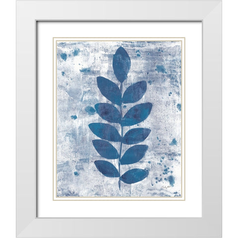 Leaves of Blue I White Modern Wood Framed Art Print with Double Matting by Prahl, Courtney