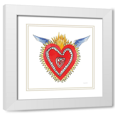 Sacred Heart I White Modern Wood Framed Art Print with Double Matting by Charro, Mercedes Lopez