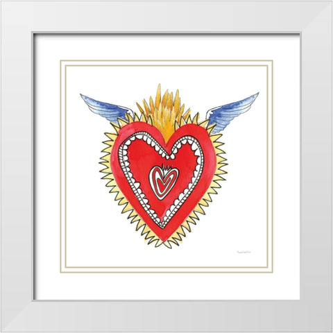 Sacred Heart I White Modern Wood Framed Art Print with Double Matting by Charro, Mercedes Lopez
