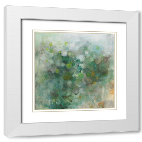 Green Mist White Modern Wood Framed Art Print with Double Matting by Nai, Danhui