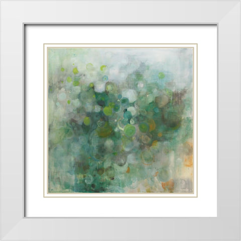 Green Mist White Modern Wood Framed Art Print with Double Matting by Nai, Danhui