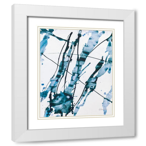 Abstract Splash White Modern Wood Framed Art Print with Double Matting by Hristova, Albena