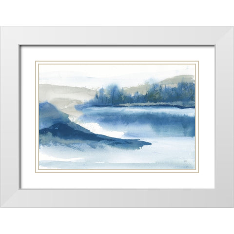 Blue Fog I White Modern Wood Framed Art Print with Double Matting by Paschke, Chris