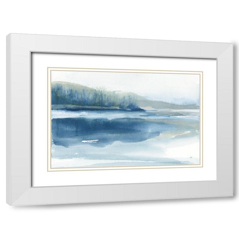 Blue Fog II White Modern Wood Framed Art Print with Double Matting by Paschke, Chris