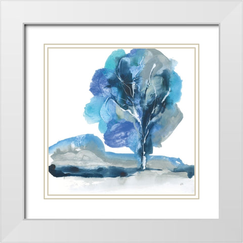 Blue Impasto I White Modern Wood Framed Art Print with Double Matting by Paschke, Chris