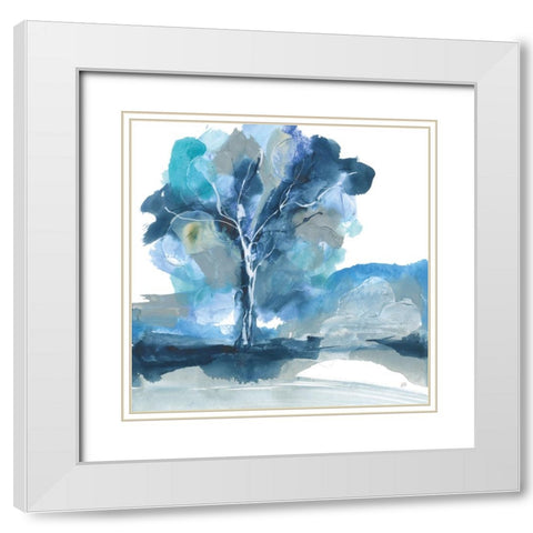 Blue Impasto II White Modern Wood Framed Art Print with Double Matting by Paschke, Chris