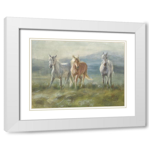 Rangeland Horses White Modern Wood Framed Art Print with Double Matting by Nai, Danhui