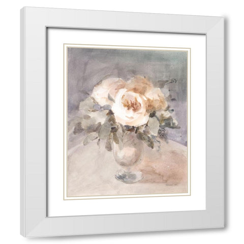 Summer Mood Flowers White Modern Wood Framed Art Print with Double Matting by Nai, Danhui
