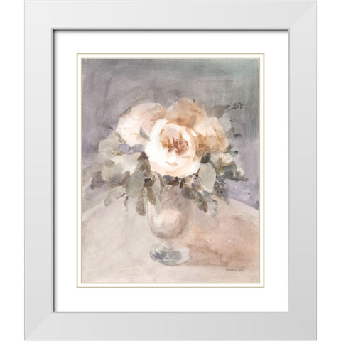 Summer Mood Flowers White Modern Wood Framed Art Print with Double Matting by Nai, Danhui