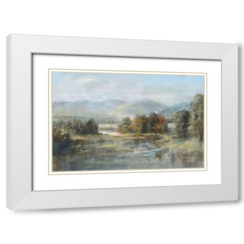 Valley River White Modern Wood Framed Art Print with Double Matting by Nai, Danhui