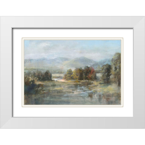 Valley River White Modern Wood Framed Art Print with Double Matting by Nai, Danhui
