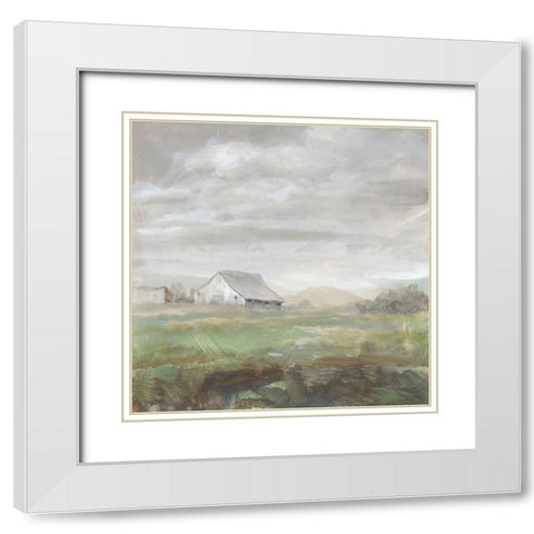 White Barn Fields White Modern Wood Framed Art Print with Double Matting by Nai, Danhui