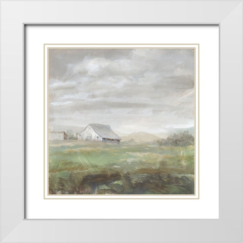 White Barn Fields White Modern Wood Framed Art Print with Double Matting by Nai, Danhui