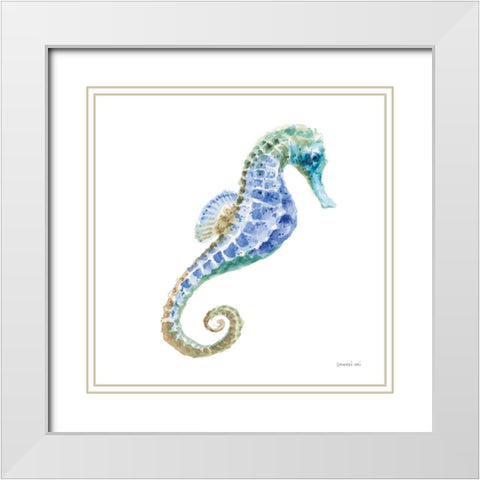 Undersea Seahorse White Modern Wood Framed Art Print with Double Matting by Nai, Danhui