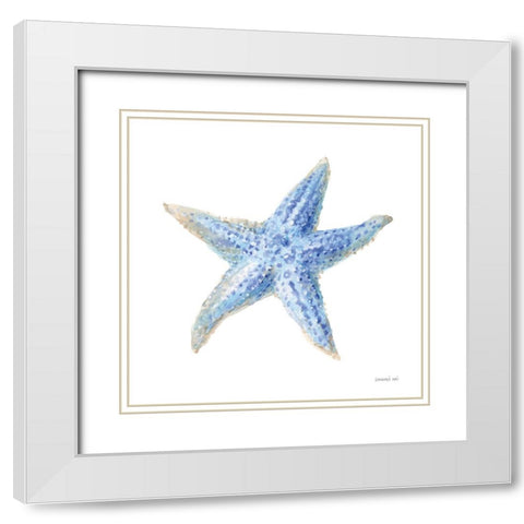 Undersea Starfish White Modern Wood Framed Art Print with Double Matting by Nai, Danhui