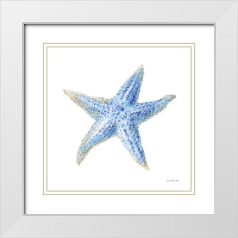 Undersea Starfish White Modern Wood Framed Art Print with Double Matting by Nai, Danhui