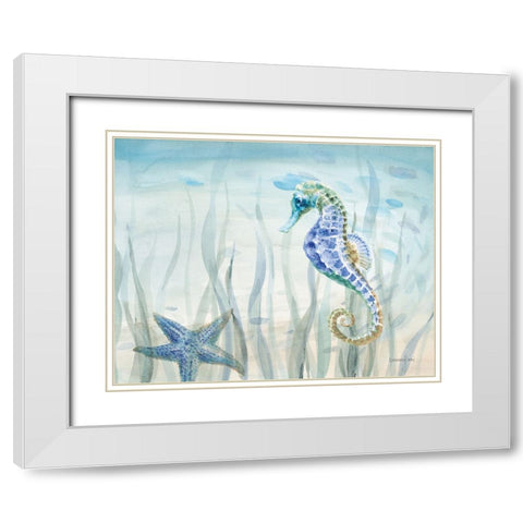 Undersea Friends White Modern Wood Framed Art Print with Double Matting by Nai, Danhui