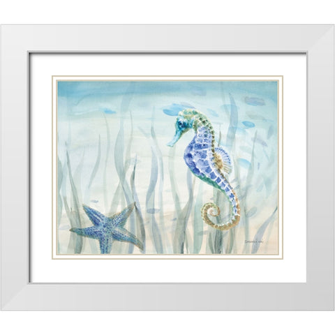 Undersea Friends White Modern Wood Framed Art Print with Double Matting by Nai, Danhui