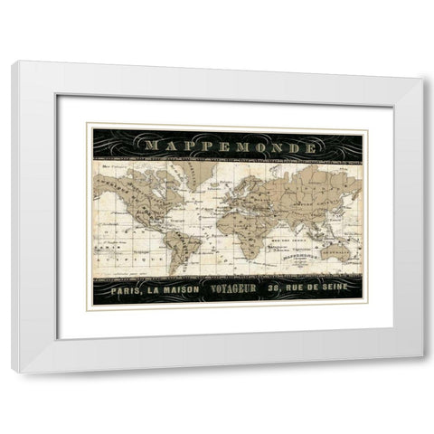 Mappemonde White Modern Wood Framed Art Print with Double Matting by Pela Studio