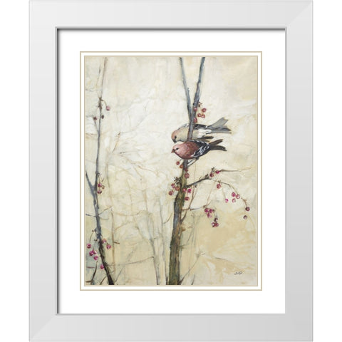 Wings in the Berries White Modern Wood Framed Art Print with Double Matting by Purinton, Julia