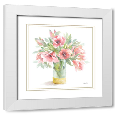 Pink Amaryllis White Modern Wood Framed Art Print with Double Matting by Trimbach, Leslie
