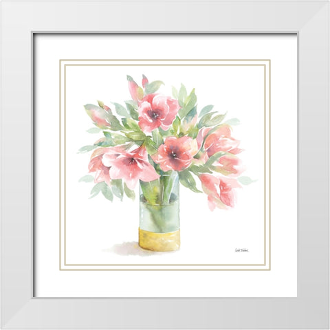 Pink Amaryllis White Modern Wood Framed Art Print with Double Matting by Trimbach, Leslie