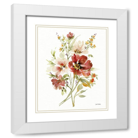 Autumn Flowers II White Modern Wood Framed Art Print with Double Matting by Trimbach, Leslie