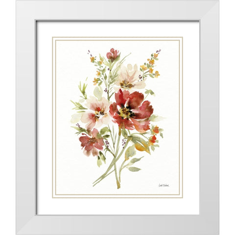 Autumn Flowers II White Modern Wood Framed Art Print with Double Matting by Trimbach, Leslie