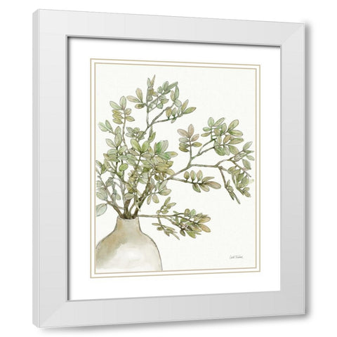 Potted Leaves I White Modern Wood Framed Art Print with Double Matting by Trimbach, Leslie