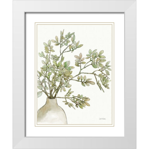Potted Leaves I White Modern Wood Framed Art Print with Double Matting by Trimbach, Leslie