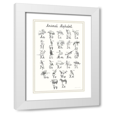Animal Alphabet White Modern Wood Framed Art Print with Double Matting by Kucwaj-Tybur, Kasia