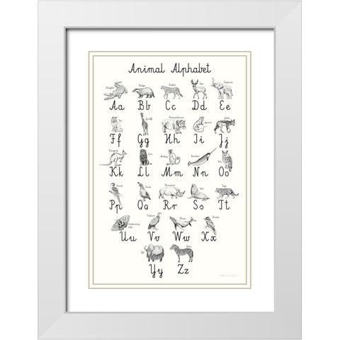 Animal Alphabet White Modern Wood Framed Art Print with Double Matting by Kucwaj-Tybur, Kasia