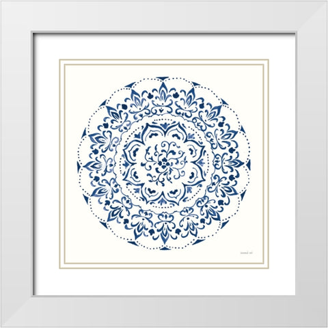 Circle of Life I Indigo White Modern Wood Framed Art Print with Double Matting by Nai, Danhui