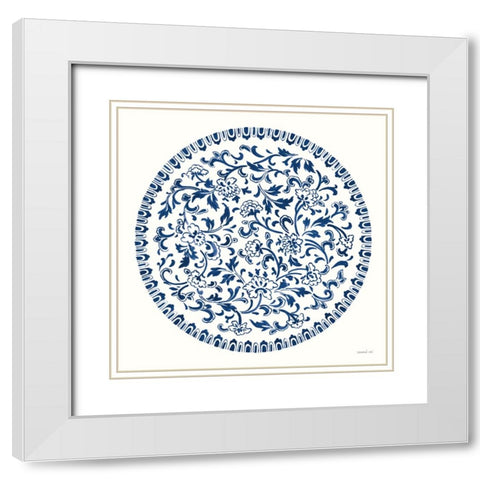 Circle of Life II Indigo White Modern Wood Framed Art Print with Double Matting by Nai, Danhui