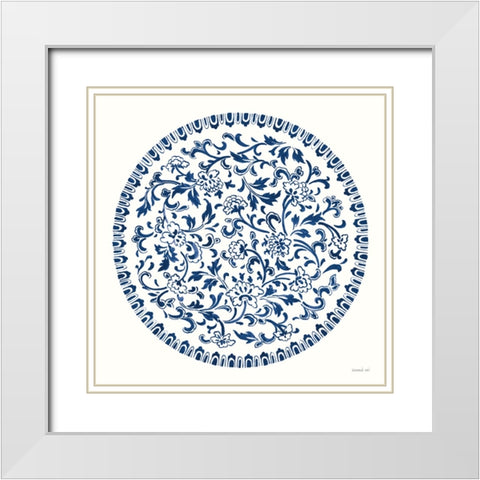 Circle of Life II Indigo White Modern Wood Framed Art Print with Double Matting by Nai, Danhui