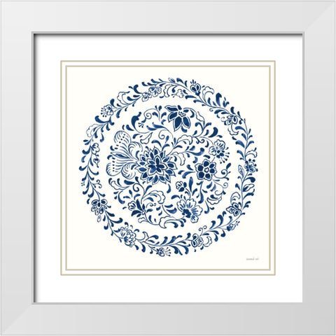 Circle of Life III Indigo White Modern Wood Framed Art Print with Double Matting by Nai, Danhui