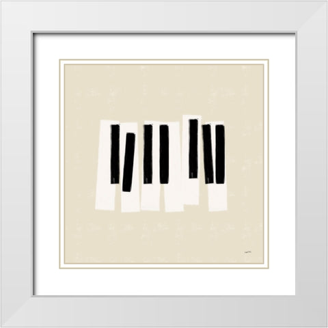 Musical Abstract III Cream White Modern Wood Framed Art Print with Double Matting by York, Leah