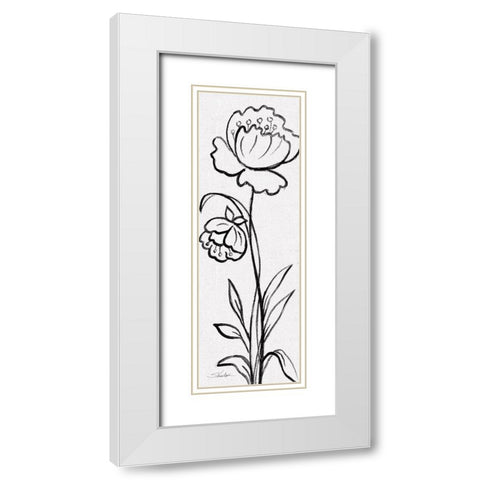 Black and White Floral II Linen White Modern Wood Framed Art Print with Double Matting by Vassileva, Silvia