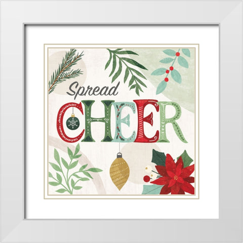 Deco Holiday IV White Modern Wood Framed Art Print with Double Matting by Charron, Veronique