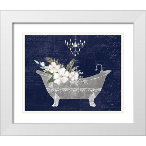 Floral Bath I Indigo White Modern Wood Framed Art Print with Double Matting by Prahl, Courtney