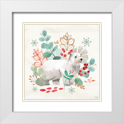 Snowy Critters IV White Modern Wood Framed Art Print with Double Matting by June, Dina