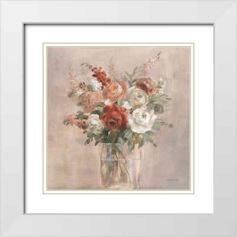 Russet Bouquet White Modern Wood Framed Art Print with Double Matting by Nai, Danhui