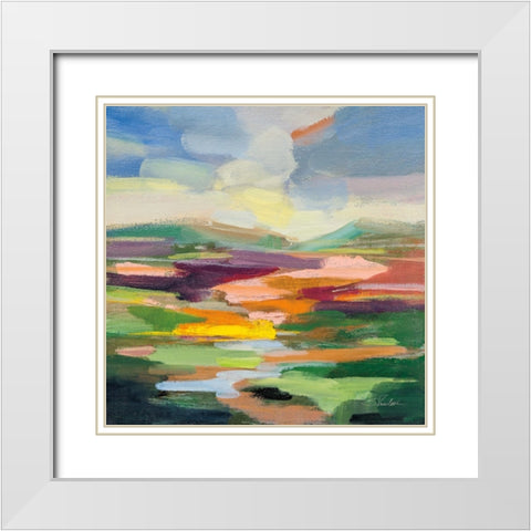 Spring Hues I White Modern Wood Framed Art Print with Double Matting by Vassileva, Silvia