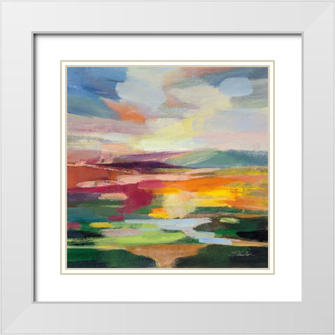 Spring Hues II White Modern Wood Framed Art Print with Double Matting by Vassileva, Silvia