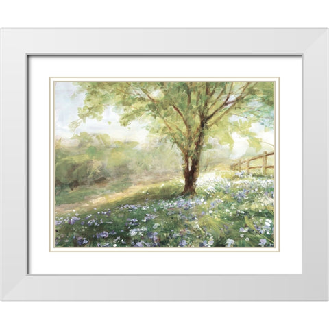 Field of Bluebells Neutral White Modern Wood Framed Art Print with Double Matting by Nai, Danhui