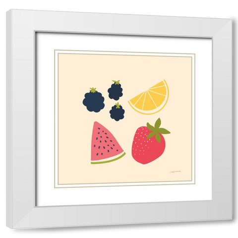 Summer Fruits I White Modern Wood Framed Art Print with Double Matting by Warrick, Cheryl