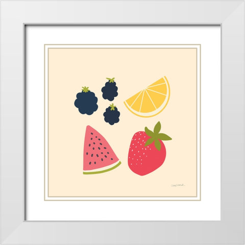 Summer Fruits I White Modern Wood Framed Art Print with Double Matting by Warrick, Cheryl
