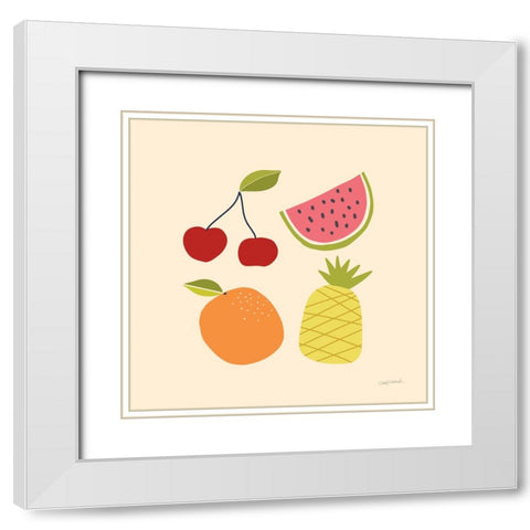 Summer Fruits II White Modern Wood Framed Art Print with Double Matting by Warrick, Cheryl