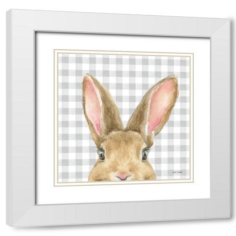 Garden Bunnies VII White Modern Wood Framed Art Print with Double Matting by Trimbach, Leslie